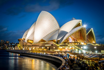Картинка sydney+opera+house города сидней+ австралия ночь огни здание опера
