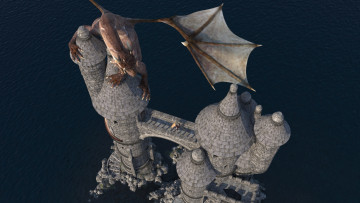 Картинка 3д+графика существа+ creatures дракон замок