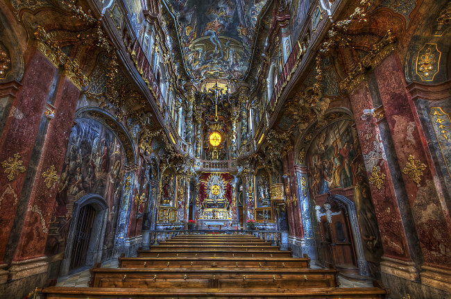 Обои картинки фото asamkirche, интерьер, убранство,  роспись храма, храм