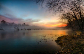 Картинка природа реки озера закат река туман
