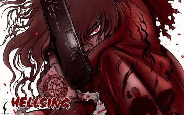 Картинка аниме hellsing пистолет взгляд дракула вампир кровь оружие alucard dracula vampire алукард