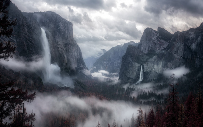 Обои картинки фото природа, горы, туман, облака