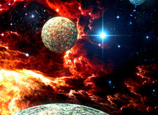Картинка космос арт планета астероиды метеориты спутник атмосфера явление тьма пространство вселенная галактика облака вакуум бесконечность