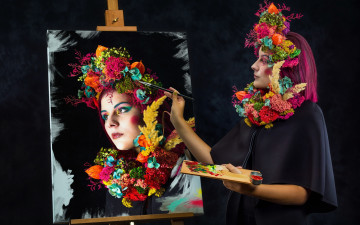 Картинка девушки -+креатив +косплей художница портрет палитра креатив