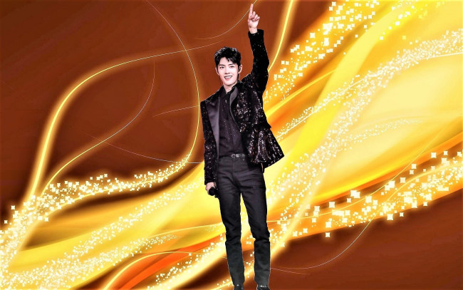 Обои картинки фото мужчины, xiao zhan, актер, певец, жест, пиджак, микрофон