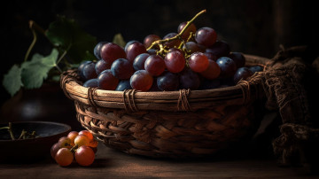 Картинка еда виноград корзинка ягоды