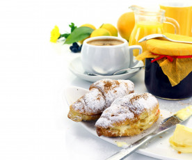 Картинка еда разное лимоны кофе сок джем пирожные