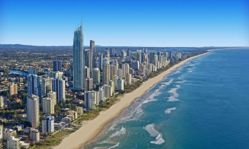 обоя gold coast,  australia, города, - панорамы, море, небо, высотки, здания