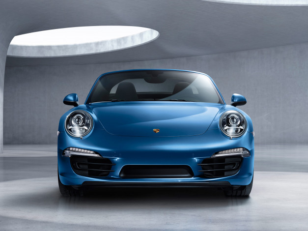 Обои картинки фото автомобили, porsche, targa, 4, 911, синий, 991, 2014