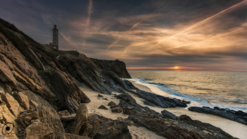 Картинка природа маяки маяк скалы небо море берег