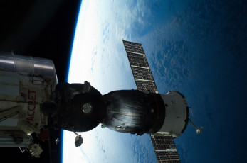 Картинка космос космические+корабли +космические+станции планета станция земля роскосмос мкс