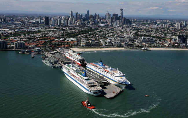 Обои картинки фото мельбурн, австралия0, корабли, порты, причалы, лайнеры, порт, город