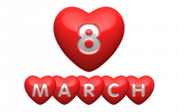Картинка праздничные международный женский день 8 march сердечки red heart