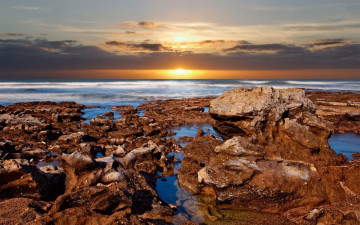Картинка природа восходы закаты горизонт камни закат океан