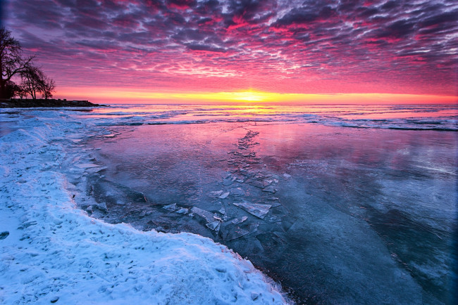 Обои картинки фото природа, восходы, закаты, лед, облака