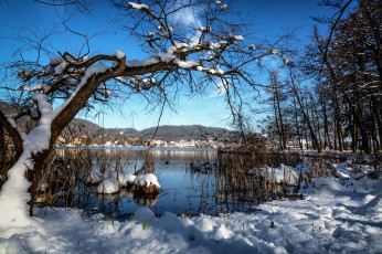 Картинка природа зима река снег