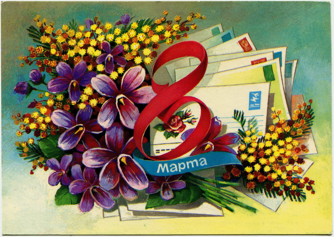 Обои картинки фото праздничные, международный женский день - 8 марта, мимозы, конверты, 8, марта, праздник, открытка