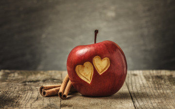 обоя еда, Яблоки, любовь, apple, сердце, sweet, romantic, heart, love