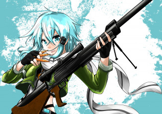 Картинка аниме sword+art+online оружие фон взгляд девушка