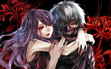 Картинка аниме tokyo+ghoul cannibal rize kamishiro human predator ken kanek