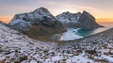 Картинка природа горы лофотенские острова норвегия