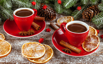Картинка праздничные угощения шишки кофе корица