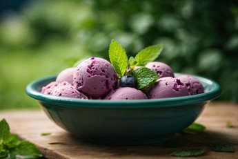 Картинка еда мороженое +десерты черника мята