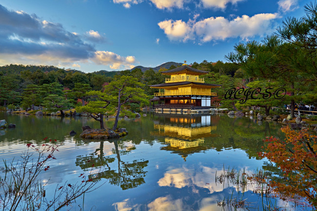 Обои картинки фото kinkakuji temple,  kyoto, города, - буддийские и другие храмы, пейзаж