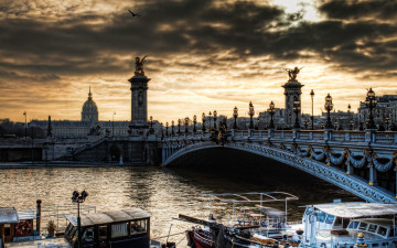 Картинка города париж франция сена река архитектура