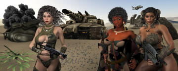 Картинка 3д графика fantasy фантазия оружие девушки