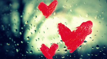 Картинка праздничные день+святого+валентина +сердечки +любовь дождь стекло капли рисунок сердечки