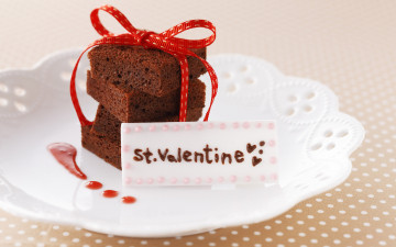 Картинка праздничные день+святого+валентина +сердечки +любовь поздравление открытка лента пирог угощение тарелка бант