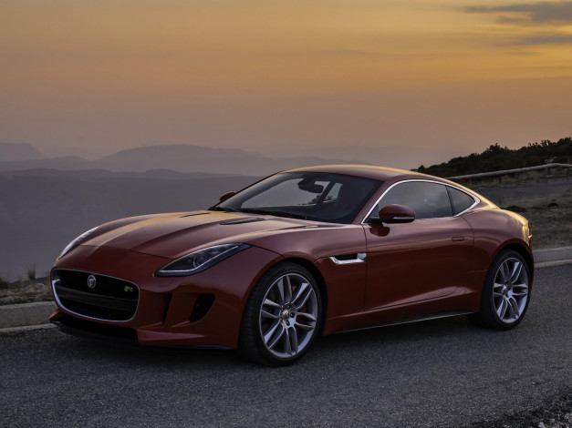 Обои картинки фото автомобили, jaguar, 2014, красный, coupе, f-type, r