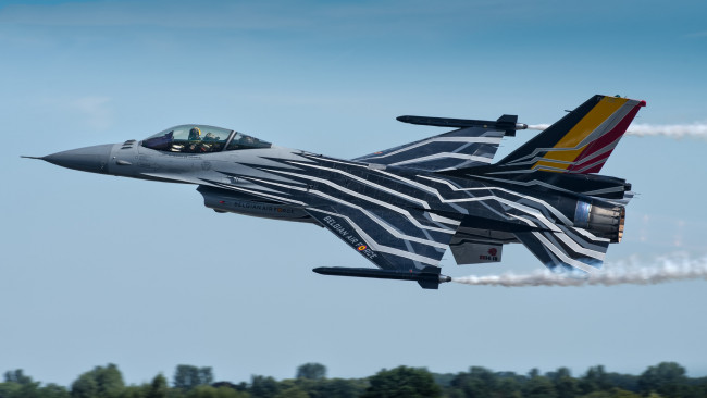 Обои картинки фото general dynamics f-16am fighting falcon, авиация, боевые самолёты, ввс