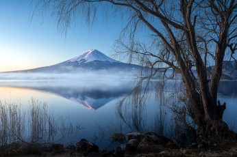 Картинка mount+fuji lake+kawagushi japan природа реки озера mount fuji lake kawagushi