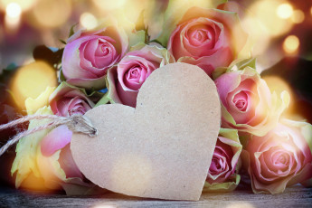 Картинка праздничные день+святого+валентина +сердечки +любовь розы букет сердечко