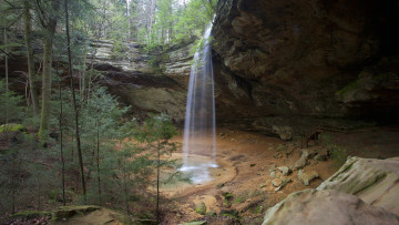 Картинка природа водопады вода скала деревья