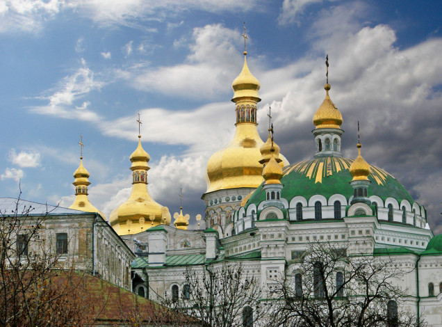 Обои картинки фото киево, печерская, лавра, города, киев, украина, золотые, купола