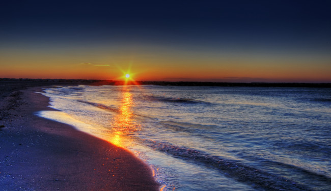 Обои картинки фото природа, восходы, закаты, вечер, солнце, море, океан, вода