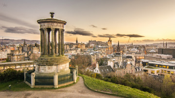 обоя dugald, stewart, monument, calton, hill, edinburgh, города, эдинбург, шотландия, scotland, панорама