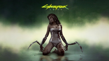 Картинка видео+игры cyberpunk+2077 робот кровь девушка