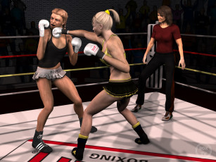 Картинка 3д+графика люди+ people бокс ринг взгляд девушки фон