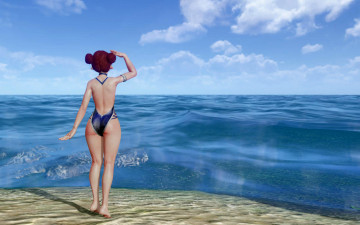 Картинка 3д+графика аниме+ anime девушка купальник берег море