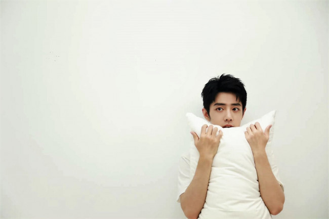Обои картинки фото мужчины, xiao zhan, лицо, подушка
