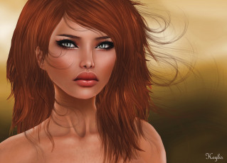 Картинка 3д графика portraits портрет рыжая девушка лицо