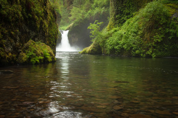 обоя природа, водопады, зелень, вода, поток