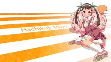 Картинка аниме bakemonogatari девушка фон hachikuji+mayoi форма портфель бант лента книга