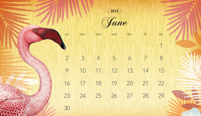 Обои картинки фото календари, рисованные, векторная, графика, фламинго