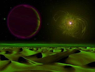 Картинка 3д+графика atmosphere+ mood+ атмосфера настроения свет спутник планета звезда барханы холмы небо