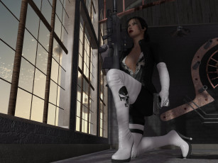 Картинка 3д+графика fantasy+ фантазия девушка взгляд оружие